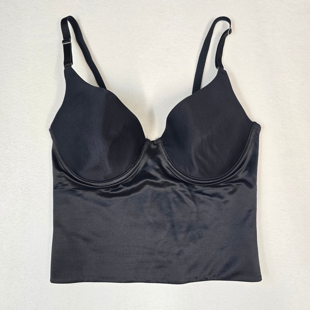 Flexees by Maidenform Black Longline Underwire Shapewear Bra 34D Cami Bustier